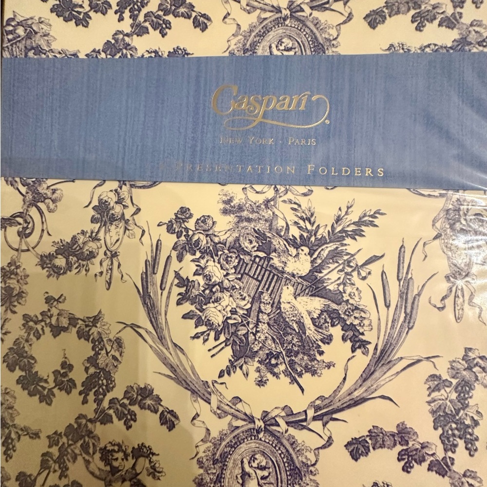 Caspari Blue and Cream Presentation Folders Set of Four. NEW - Picture 4 of 4